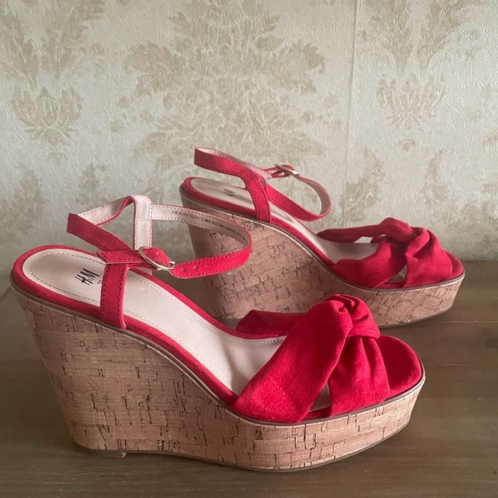 H&M Red Wedge Sandals